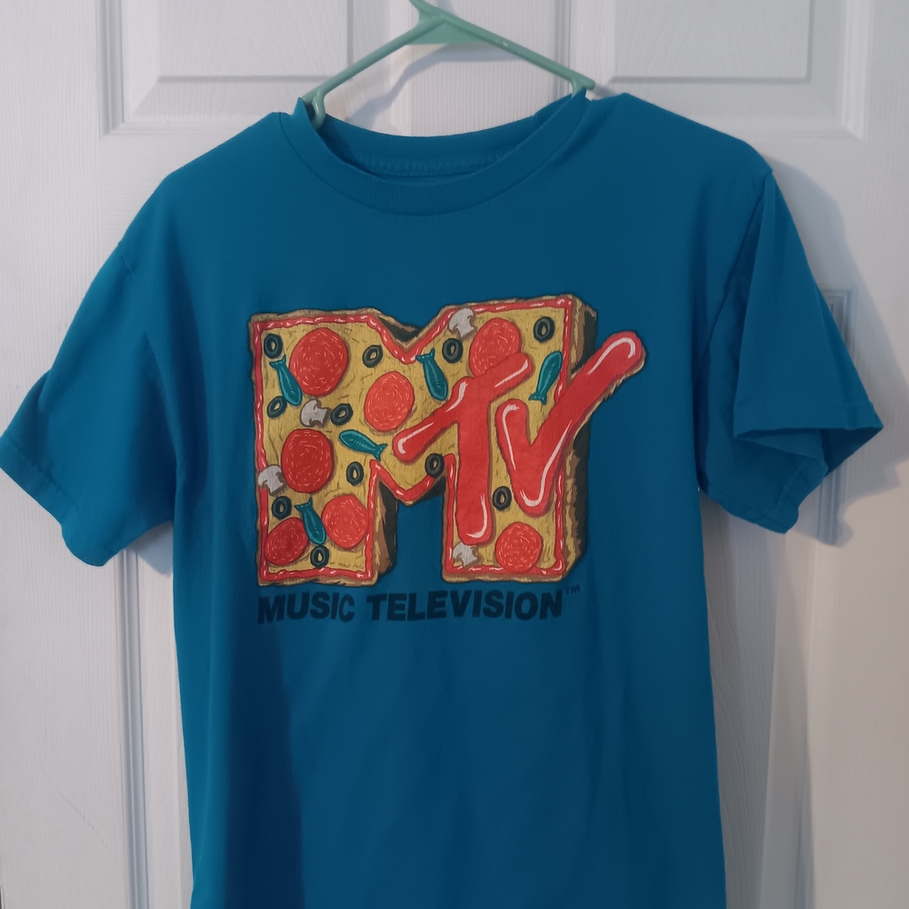 MTV  Pizza Graphic Tee Mens Medium *22
